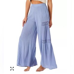 Rip Curl Blue Ruched wide leg pants
